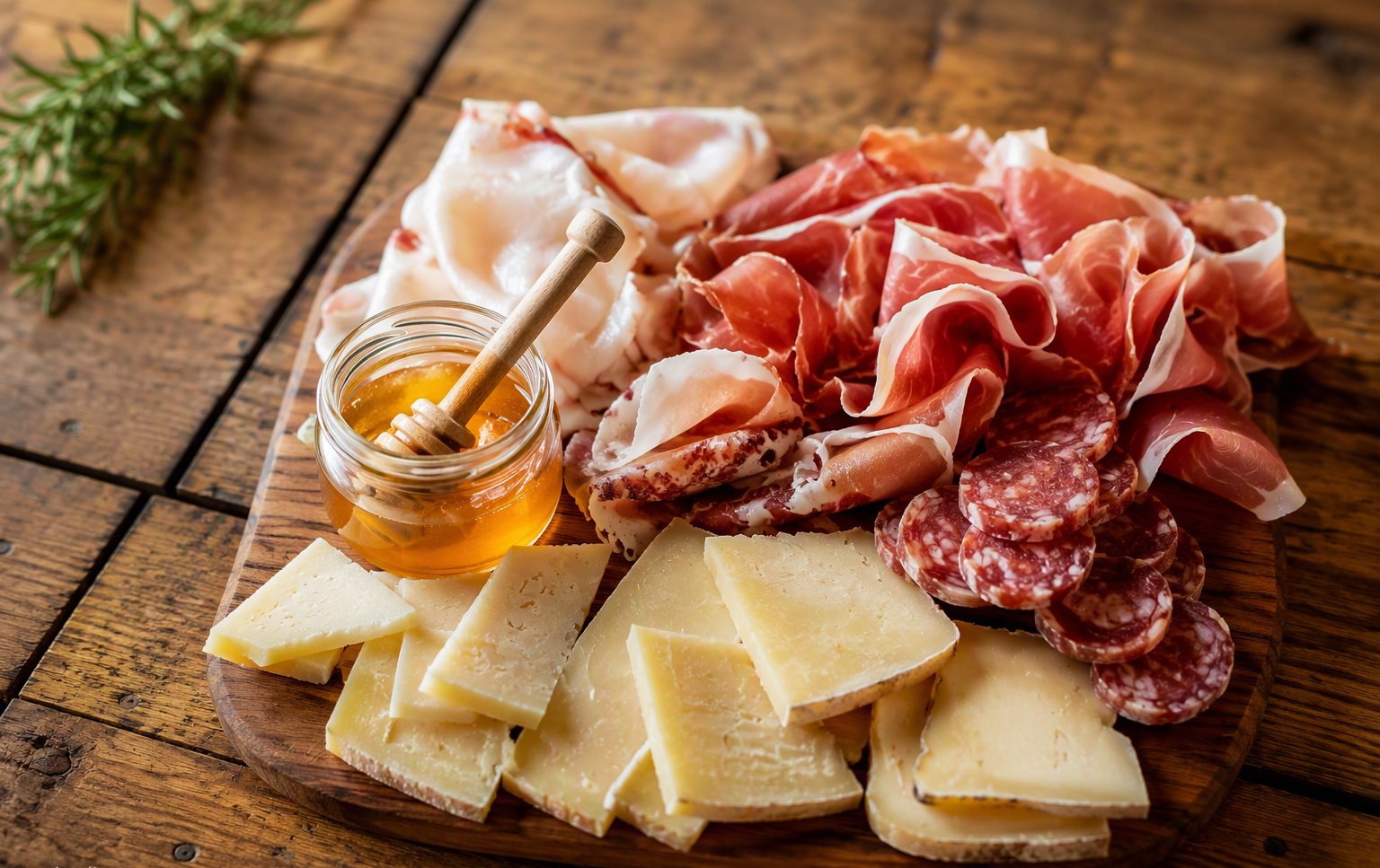 Il tagliere della casa con pecorino, salumi e miele
