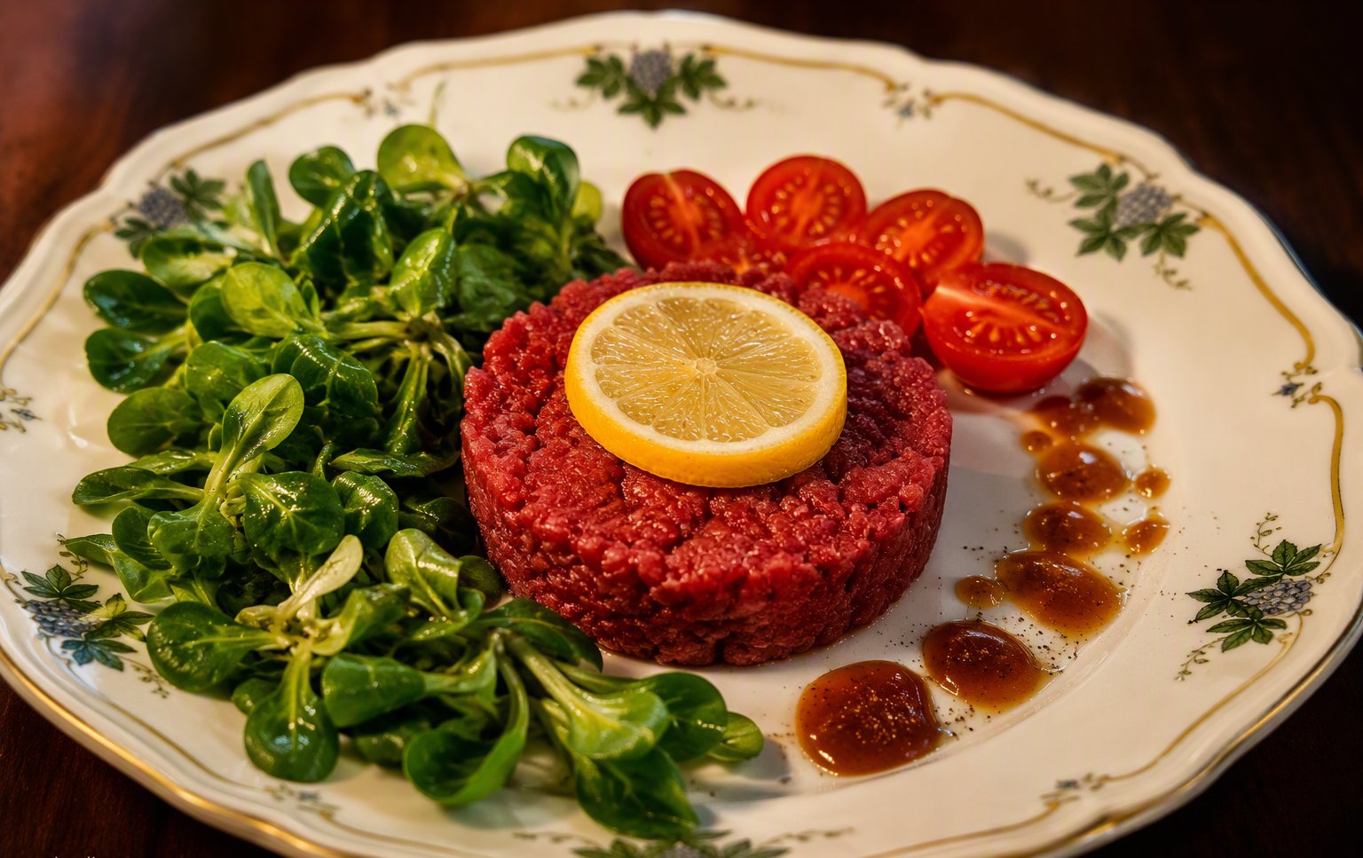 La tartare di manzo con il coltello al fianco